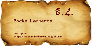 Bocke Lamberta névjegykártya